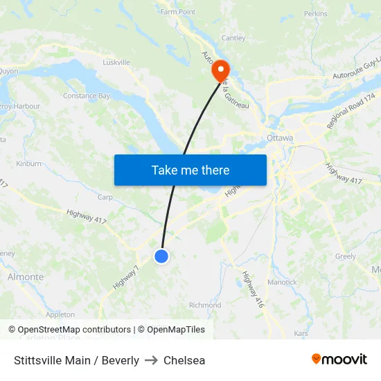 Stittsville Main / Beverly to Chelsea map