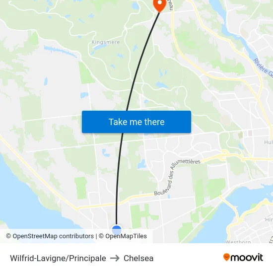 Wilfrid-Lavigne/Principale to Chelsea map