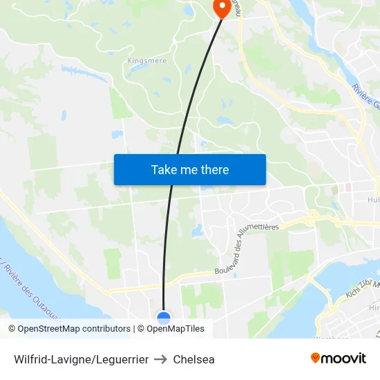 Wilfrid-Lavigne/Leguerrier to Chelsea map