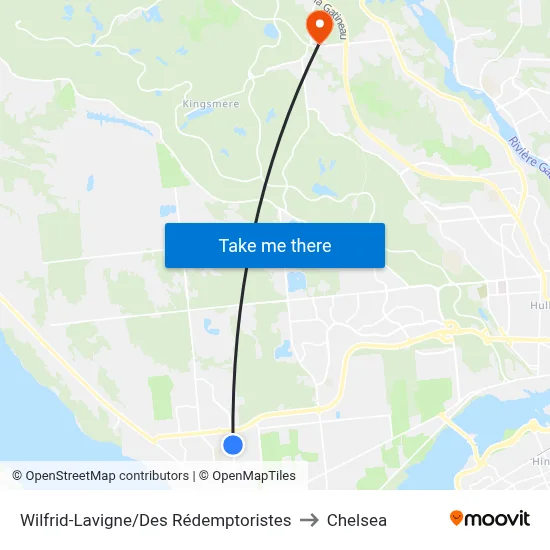 Wilfrid-Lavigne/Des Rédemptoristes to Chelsea map