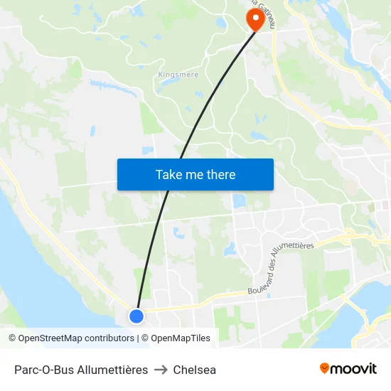 Parc-O-Bus Allumettières to Chelsea map