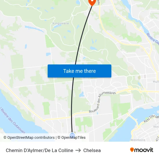 Chemin D'Aylmer/De La Colline to Chelsea map