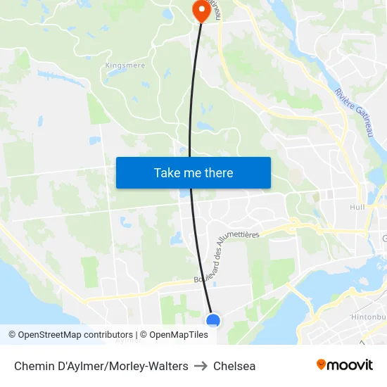 Chemin D'Aylmer/Morley-Walters to Chelsea map