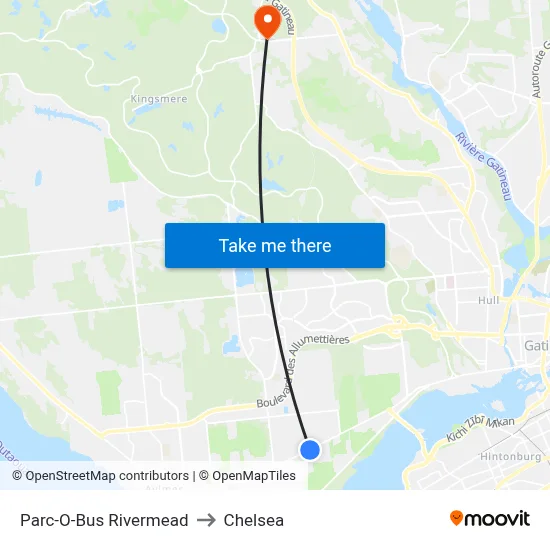 Parc-O-Bus Rivermead to Chelsea map