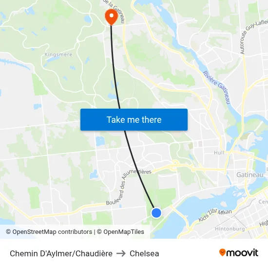 Chemin D'Aylmer/Chaudière to Chelsea map