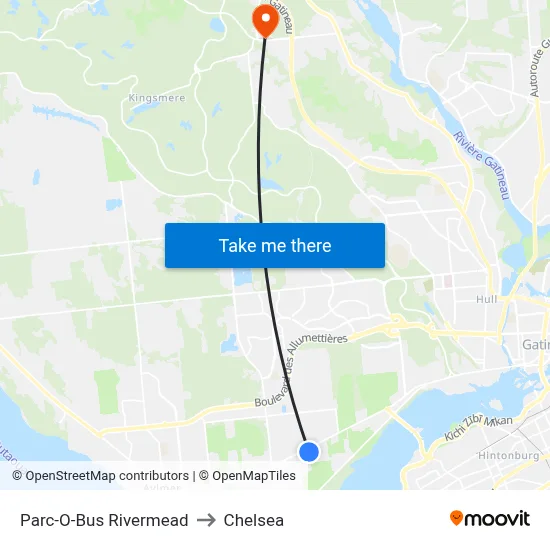 Parc-O-Bus Rivermead to Chelsea map