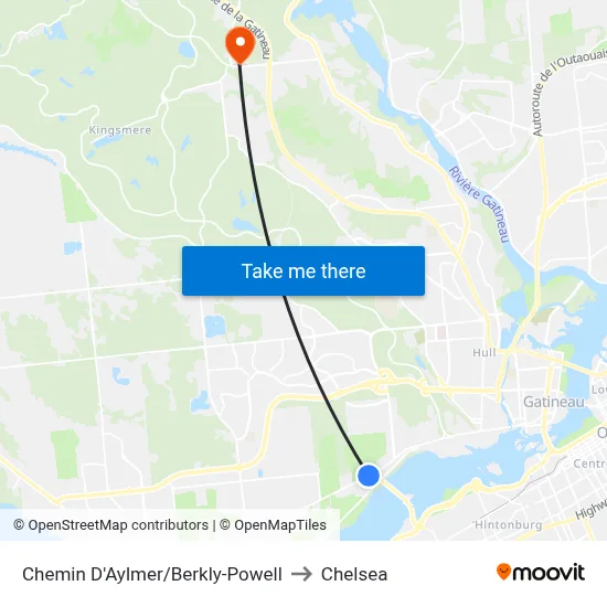 Chemin D'Aylmer/Berkly-Powell to Chelsea map