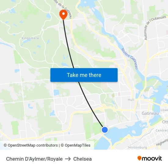 Chemin D'Aylmer/Royale to Chelsea map
