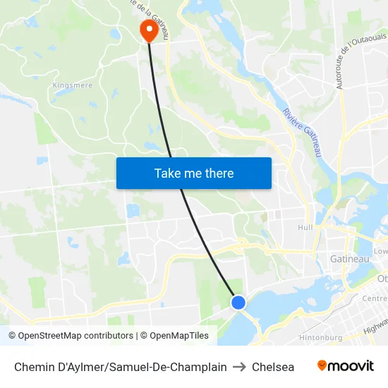 Chemin D'Aylmer/Samuel-De-Champlain to Chelsea map