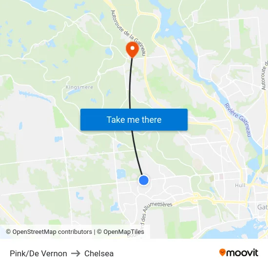 Pink/De Vernon to Chelsea map