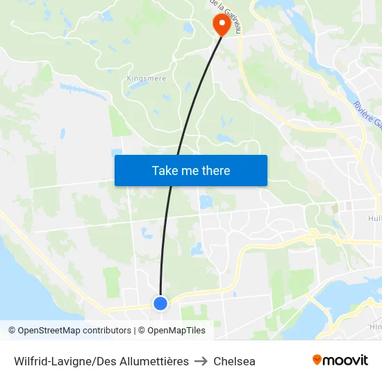 Wilfrid-Lavigne/Des Allumettières to Chelsea map
