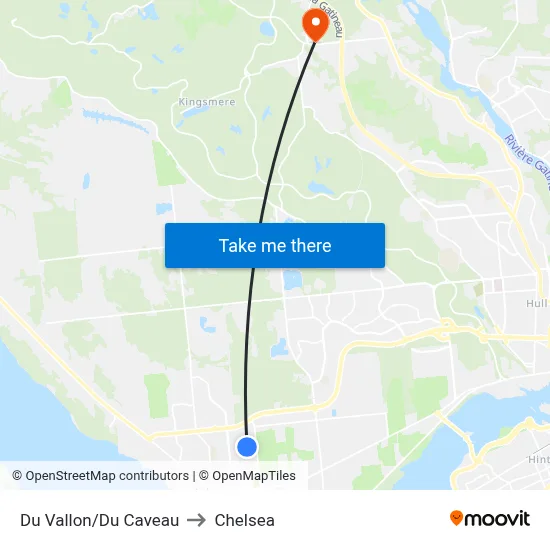 Du Vallon/Du Caveau to Chelsea map