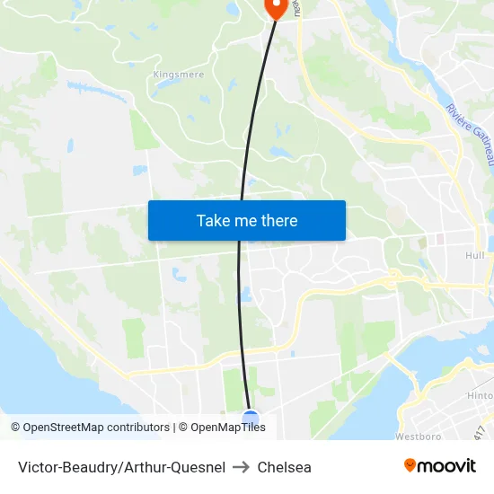 Victor-Beaudry/Arthur-Quesnel to Chelsea map