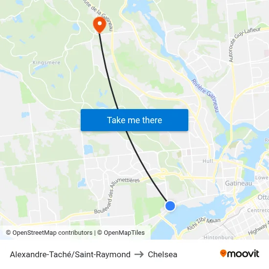 Alexandre-Taché/Saint-Raymond to Chelsea map