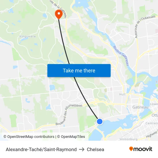 Alexandre-Taché/Saint-Raymond to Chelsea map