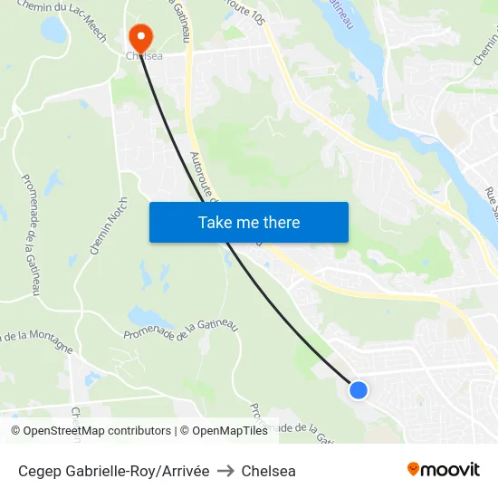 Cegep Gabrielle-Roy/Arrivée to Chelsea map