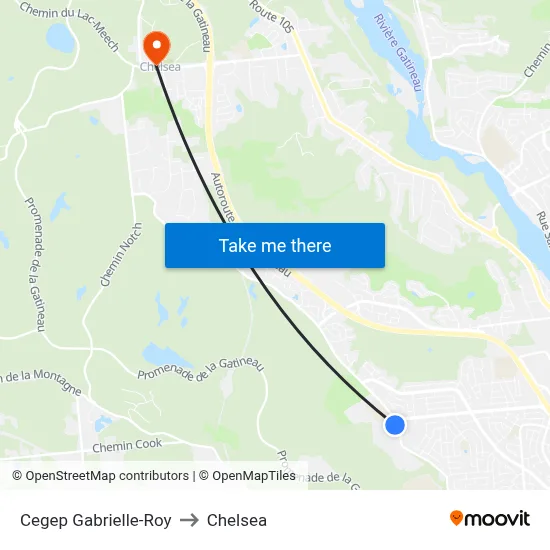 Cegep Gabrielle-Roy to Chelsea map