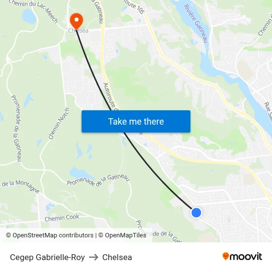 Cegep Gabrielle-Roy to Chelsea map