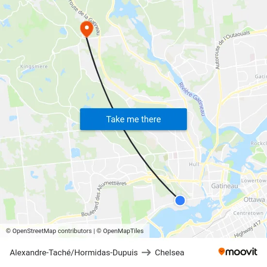 Alexandre-Taché/Hormidas-Dupuis to Chelsea map