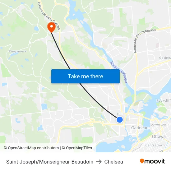 Saint-Joseph/Monseigneur-Beaudoin to Chelsea map