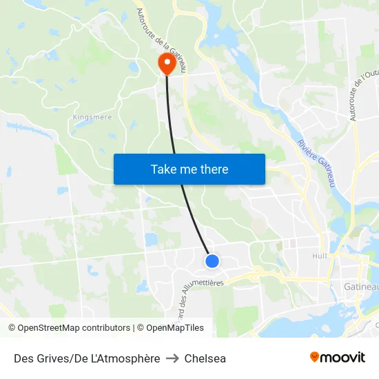 Des Grives/De L'Atmosphère to Chelsea map