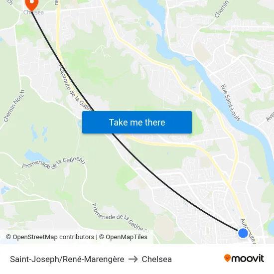 Saint-Joseph/René-Marengère to Chelsea map