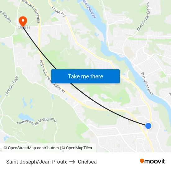 Saint-Joseph/Jean-Proulx to Chelsea map
