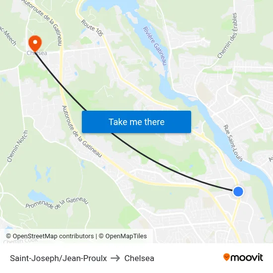 Saint-Joseph/Jean-Proulx to Chelsea map