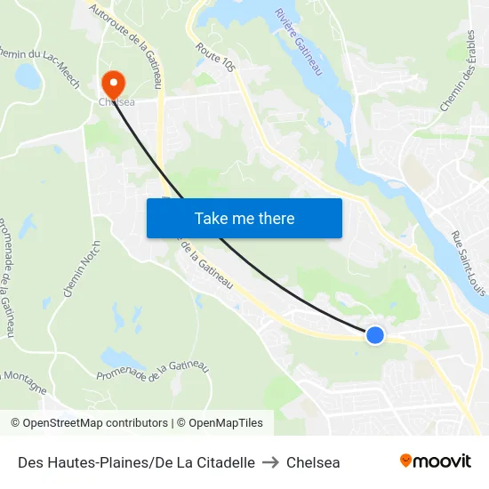 Des Hautes-Plaines/De La Citadelle to Chelsea map