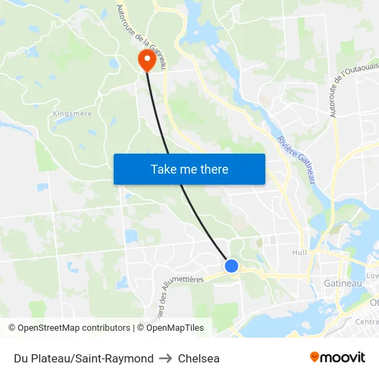 Du Plateau/Saint-Raymond to Chelsea map