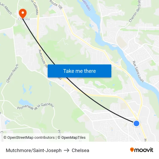 Mutchmore/Saint-Joseph to Chelsea map