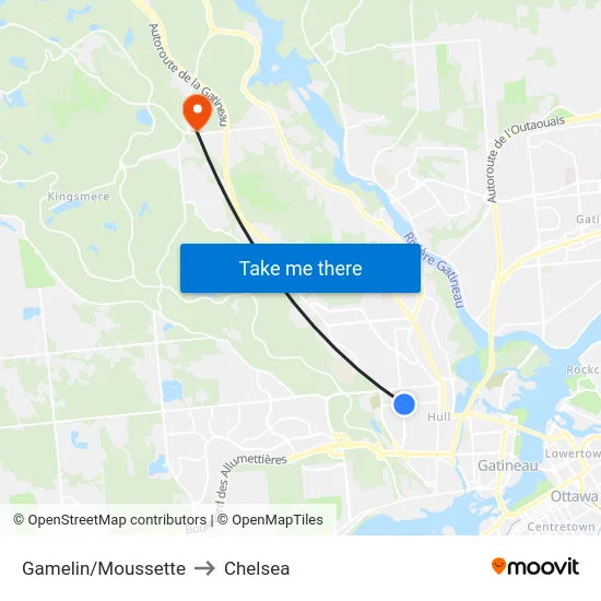 Gamelin/Moussette to Chelsea map