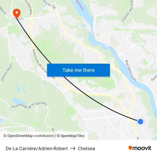 De La Carrière/Adrien-Robert to Chelsea map