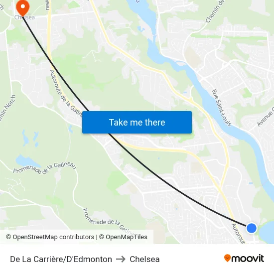 De La Carrière/D'Edmonton to Chelsea map