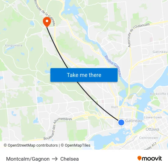 Montcalm/Gagnon to Chelsea map