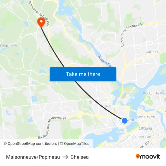 Maisonneuve/Papineau to Chelsea map