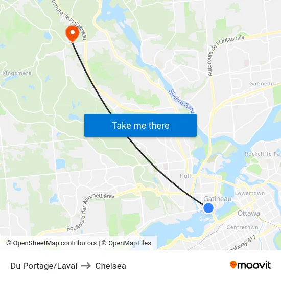 Du Portage/Laval to Chelsea map