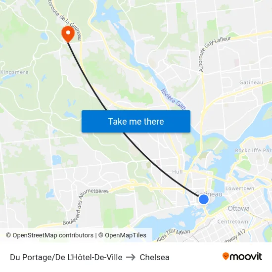 Du Portage/De L'Hôtel-De-Ville to Chelsea map