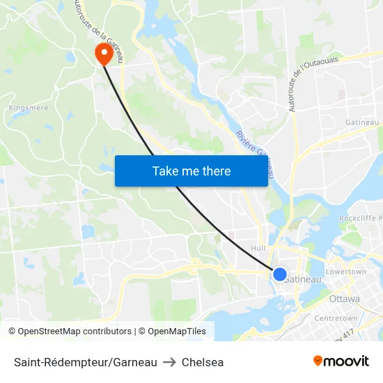Saint-Rédempteur/Garneau to Chelsea map
