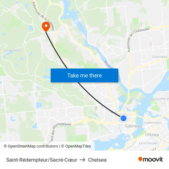 Saint-Rédempteur/Sacré-Cœur to Chelsea map