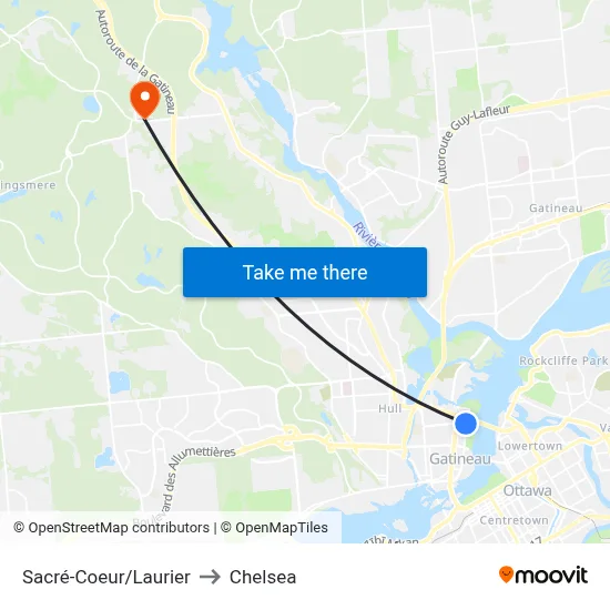 Sacré-Coeur/Laurier to Chelsea map