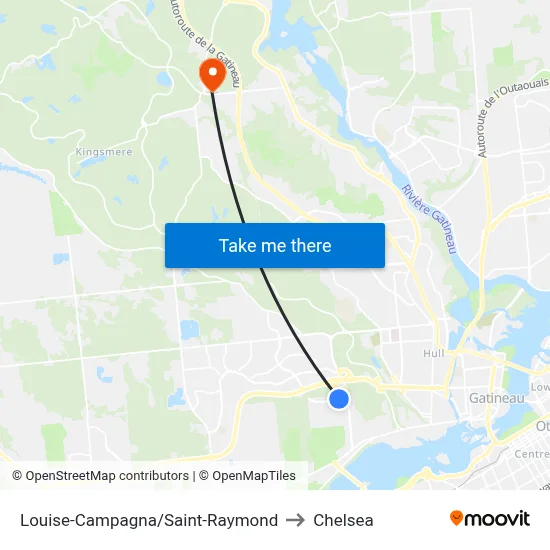 Louise-Campagna/Saint-Raymond to Chelsea map