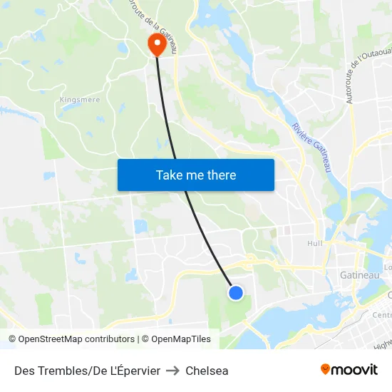 Des Trembles/De L'Épervier to Chelsea map