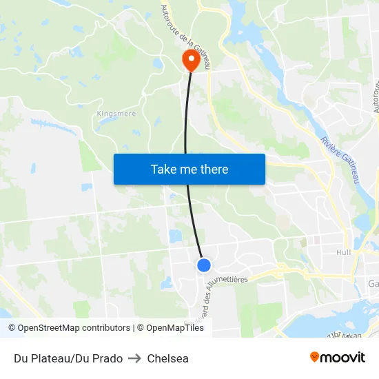 Du Plateau/Du Prado to Chelsea map