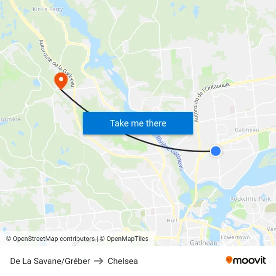 De La Savane/Gréber to Chelsea map