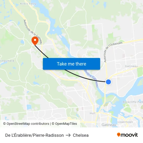 De L'Érablière/Pierre-Radisson to Chelsea map