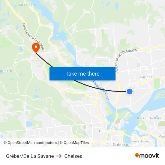 Gréber/De La Savane to Chelsea map
