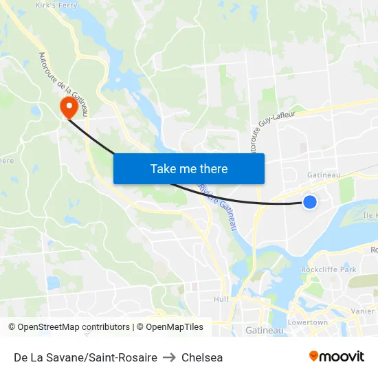 De La Savane/Saint-Rosaire to Chelsea map