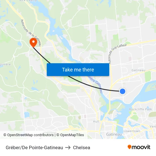 Gréber/De Pointe-Gatineau to Chelsea map