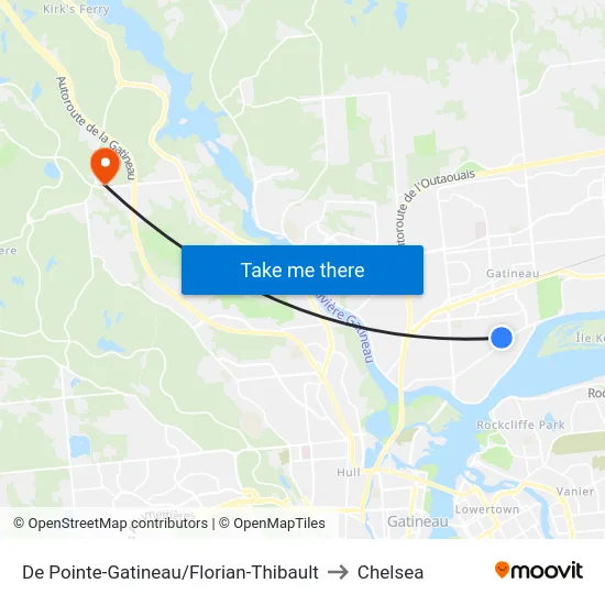De Pointe-Gatineau/Florian-Thibault to Chelsea map